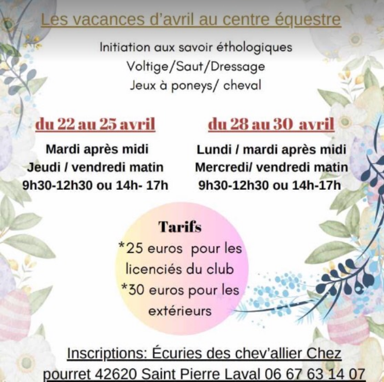 Stages pour les vacances d'avril